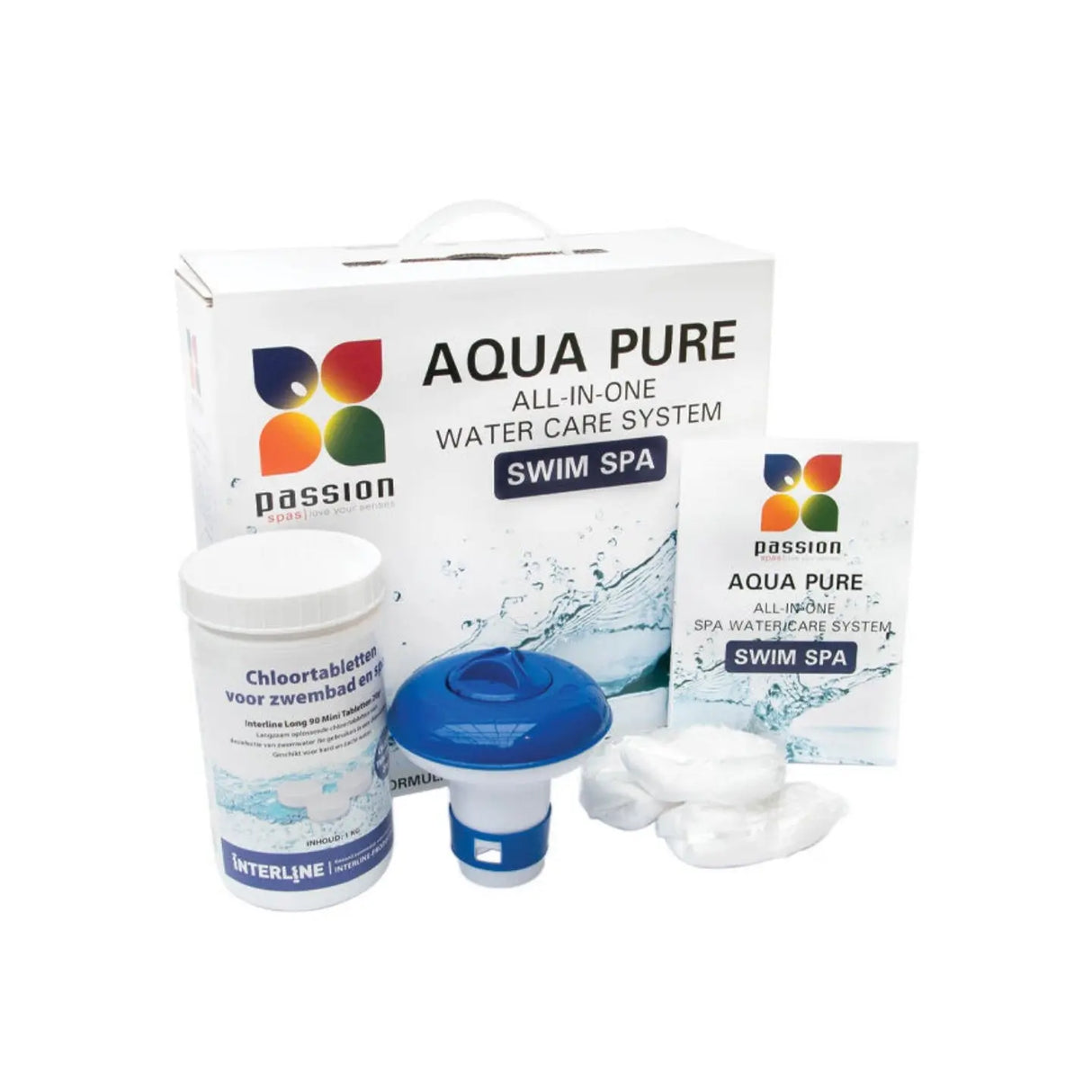 Aqua Pure Water Care Swim Spa voor eenvoudig spa onderhoud zonder lawaai van jacuzzi pomp Passion