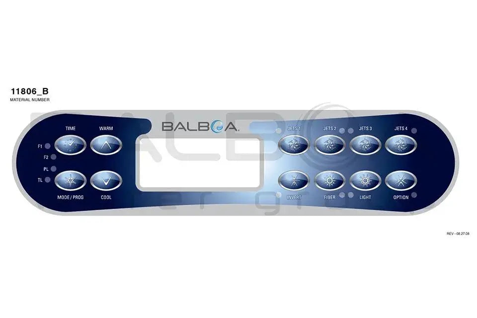 Balboa ML900 Top Side Panel met knoppen voor Jets, Light, Blower, Warm, Cool bediening, passend bij Balboa jacuzzi pomp Balboa
